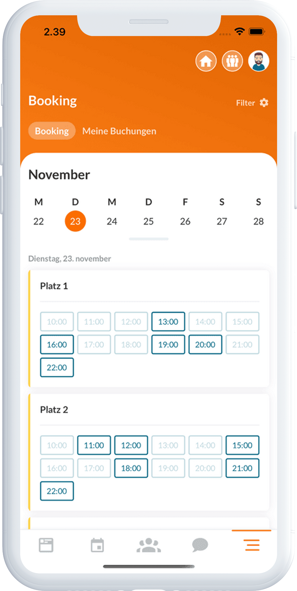 Platzbuchung direkt in der SportMember App
